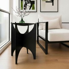 Noldecoration Siyah Elektrostatik Boyalı Dövülmüş Metal ve Laser Kesim Ayaklardan Oluşan Demonte 38X38X51.5 cm Dekoratif Yan Sehpa