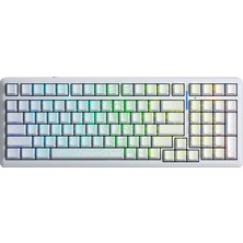 Aula F99 Mekanik Rgb Star Vector Switch 3 Modlu Kablosuz Makrolu Hot Swap Klavye Desenli Beyaz