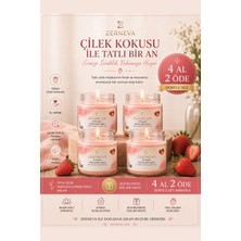 Zerneva Çilek Kokulu Mum 4'lü Set / Hediyelik, El Yapımı, Özel Gün, 330CC Cam Kavanoz, Dekoratif