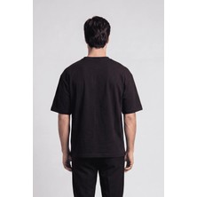 Black Nova Oversize Baskılı Unisex %100 Pamuk T-Shirt Pop-Up Monkey Siyah