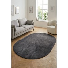 Colore Home Antrasit Oval Peluş Halı Oval Antrasit Post Halı