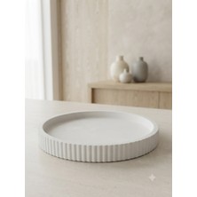 Dekoratif Taş Tozu Tepsi / 22 cm Çapı-2 cm Yüksekliği