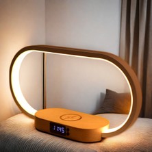 Trend Store Kablosuz Şarjlı LED Masa Lambası Dijital Saatli 3 Işık Modlu Dokunmatik Gece Lambası