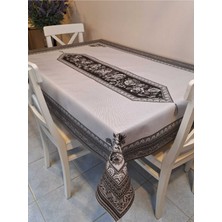 Başak Ev Tekstili Siyah Gül Desenli Dora Pano Kaymaz Özel Tabanlı Pvc Muşamba - Desenli Silinebilir 100 x 140 Hazır Masa Örtüsü