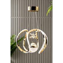 Nord Light Gold LED Avize Kristal Detaylı Tek Toplu Modern Dekoratif Avize NL-1003