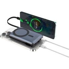 Vavis Magnetic Power Bank 10000 Mah Kablosuz Hızlı Şarj Magsafe Uyumlu LED Ekranlı, 22.5W Pd Qc Taşınabilir Şarj Cihazı, Standlı, Type-C USB Powerbank Güç Kaynağı Derin Lacivert