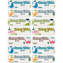 Atatuğ Hediyelik 14 Adet Parlak Kuşe Dinozor Tasarımlı Okul Etiketi - Isim Yazılı ve Ders Alanlı, Kesimli A4 Sticker