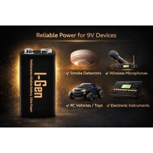 Vavis I-Gen Batteries 6LR61 Ultra Alkalin 9 Volt Pil 9V Kare Pil (1, 9 Volt Tekli)