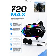 Neffo V20 Max 5.3 Bluetooth Motosiklet Kask Kulaklık Intercom – Işıklı, Gürültü Engelleme, Uzun Pil