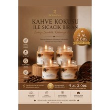 Zerneva Kahve Kokulu Mum 4'lü Set / Hediyelik, El Yapımı, Özel Gün, 330CC Cam Kavanoz, Dekoratif