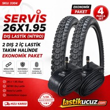 Servis 26X1.95 Dış Lastik (Nitro) Bisiklet Lastiği + Iç Lastik (2 Şer Adet Takım)