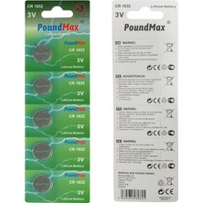 Vavis Poundmax 5 Adet CR1632(DL1632) 3V Düğme Pil (Akıllı Ev Aletleri,araba Anahtarları,terazi,uzaktan Kumanda,bilgisayar Anakartları Için