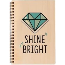 Vavis Shine Bright Tasarımlı Ahşap Kapaklı Defter – 12X18 Cm, 48 Yaprak, Çizgisiz | Motivasyon Defteri