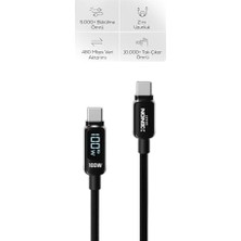 Vavis Xenon Smart Type-C To Type-C Hızlı Şarj Kablosu | 100W Pd 1.2m 480MBPS LED Gösterge Örgü X6428