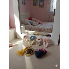 Retro Women Kız Çocuk Bebek Örgü Tasarım Kurdele Çiçek Figürlü Hediye Toka Seti