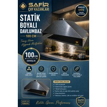 Safir Çay Kazanları Safir Gri Statik Boyalı Davlumbaz 100 cm Ebatlı Safir Davlumbaz 3 Gözlü Çay Kazanı Için Davlumbaz