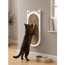 Nuvori Dekoratif Ahşap Kedi Tırmalama Tahtası 45 cm | Doğal Jüt | Duvara Monte | Kavak Ağacı | Modern Kedi Tırmalama Panosu