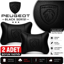 Brtshopping Peugeot Black Serisi 2'li Oto Boyun Yastığı Premium Siyah Suni Deri, Elyaf Dolgulu, Ergonomik Boyun Destek Yastığı, Tüm Peugeot Modelleri ile Uyumlu