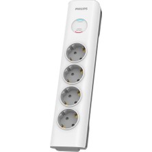 Nevamel® Phılıps SPN7040WA/62 4 Soket Akım Korumalı Priz 600 Joules 2mt Örgülü Kablo (BEYAZ)(1923)