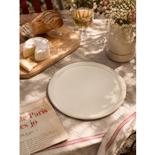 Beige & Stone Krem Paslanmaz Çelik Yuvarlak Sunum ve Servis Tabağı 22 cm Pasta Meyve Kahvaltılık Ikram Tabağı
