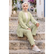 Hafsa Mina Cepli Bağlamalı Kimonolu Ikili Takım Mint HM2941