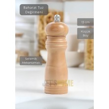 Jet's Home Karabiber Değirmeni Ahşap Tuz Değirmeni Kalınlık Ayarlı Baharat Öğütücü Seramik Bıçaklı 13 cm