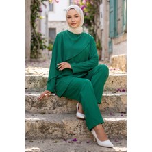 Hafsa Mina Pelerinli Ikili Takım Yeşil HM2936