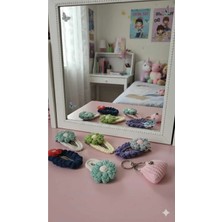 Retro Women Kız Çocuk Bebek Örgü Tasarım Kurdele Çiçek Figürlü Hediye Toka Seti