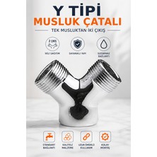 Alıç Musluk Çatalı Y Tipi Çift Çıkışlı Su Dağıtıcı Adaptör Krom Musluk Bağlantı Aparatı