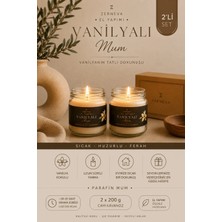 Zerneva Vanilya Kokulu Mum 2'li Set / Hediyelik, El Yapımı, Özel Gün, 210CC Cam Kavanoz, Dekoratif