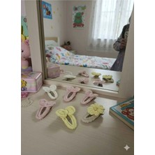 Retro Women Kız Çocuk Bebek Örgü Tasarım Kurdele Çiçek Figürlü Hediye Toka Seti