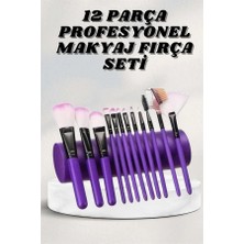 Aesco Makyaj Fırçası 12 Parça Set Yumuşak Uçlu Göz Makyajına Uygun Hafif ve Taşınabilir Çanta