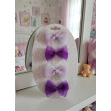 Retro Women Kız Çocuk Bebek Mor Tül Organze Doğum Günü Hediye Prenses Klips Toka Seti