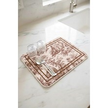 Dekomod Bulaşık Kurutma Matı Kurulama Bezi Örtüsü Tezgah Üstü Emici Bulaşıklık Fransız Köylü Desen 40X50 cm