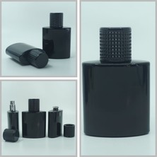 50 ml (2 Adet) (Tek Kullanımlık) Siyah Elips ve Gül Desenli Boş Şişe