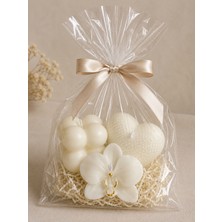 3’lü Dekoratif Mum Seti/ Bubble,orkide,kalp Model