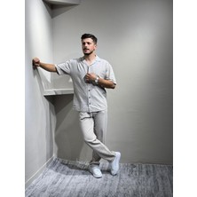 Blayn Jeans Gömlek Pantolon Erkek Keten Takım Oversize Kalıp