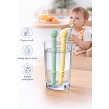 Erma Home Bebek Diş Kaşıyıcısı Silikon Pipet & Diş Kaşıyıcı Set – 2’li (Yeşil & Sarı) I Dişlik Çiğneme Tüpü Pipet