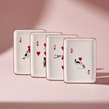 Karaca Kupa Kedisi 4 Kişilik Porselen Pasta Tabağı Takımları