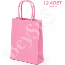 BeySüS 11X15 cm Hediyelik Kağıt Çanta Pembe 12 Adet