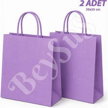 BeySüS 30X25 cm Hediyelik Kağıt Çanta Mor 2 Adet
