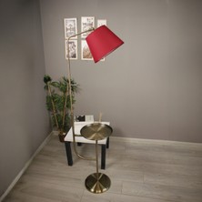 Bamyum Cotella Kumaş Saten Vişne Eskitme Gövde Lambader Modern Dekoratif Metal Zemin Lambası