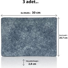 Happy Chef Velora Mist 3'lü Dikdörtgen Tabak Seti, 30X20,7 cm - H.2,8 cm , Thermoset Melamin