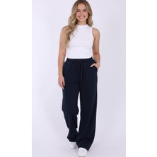 Myrab Denim Baggy Keten Kadın Pantolon Lacivert