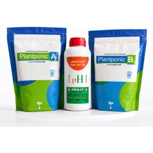Topraksız Market Plantponic Topraksız Tarım Besin Kiti 5 L A + 5 L B Besini + 1 L Ph Düşürücü | Profesyonel Hidroponik Besleme Seti
