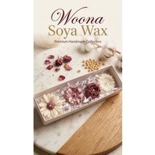 Woona Soya Wax Papatya & Şakayık & Yıldız Çiçeği 4' Lü Çiçek Figürlü El Yapımı Doğal Soya Wax Premium Kokulu Mum Seti