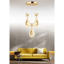 Nord Light 3\'lü Damla Sarkıt 3 Renk Ledli Avize Gold NL-1014