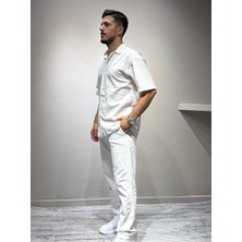 Blayn Jeans Gömlek Pantolon Erkek Keten Takım Oversize Kalıp
