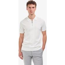 Pierre Cardin Koyu Kahverengi Slim Fit Polo Yaka Fermuarlı Triko Tişört 50320793-VR084
