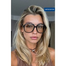 Ren Eyewear Elora Oversize Köşeli Pilot Kadın Güneş Gözlüğü Siyah Çerçeve UV400 Limited Edition